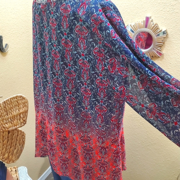 Taylor & Sage Chiffon Printed Flyaway Kimono sz L - Picture 6 of 9